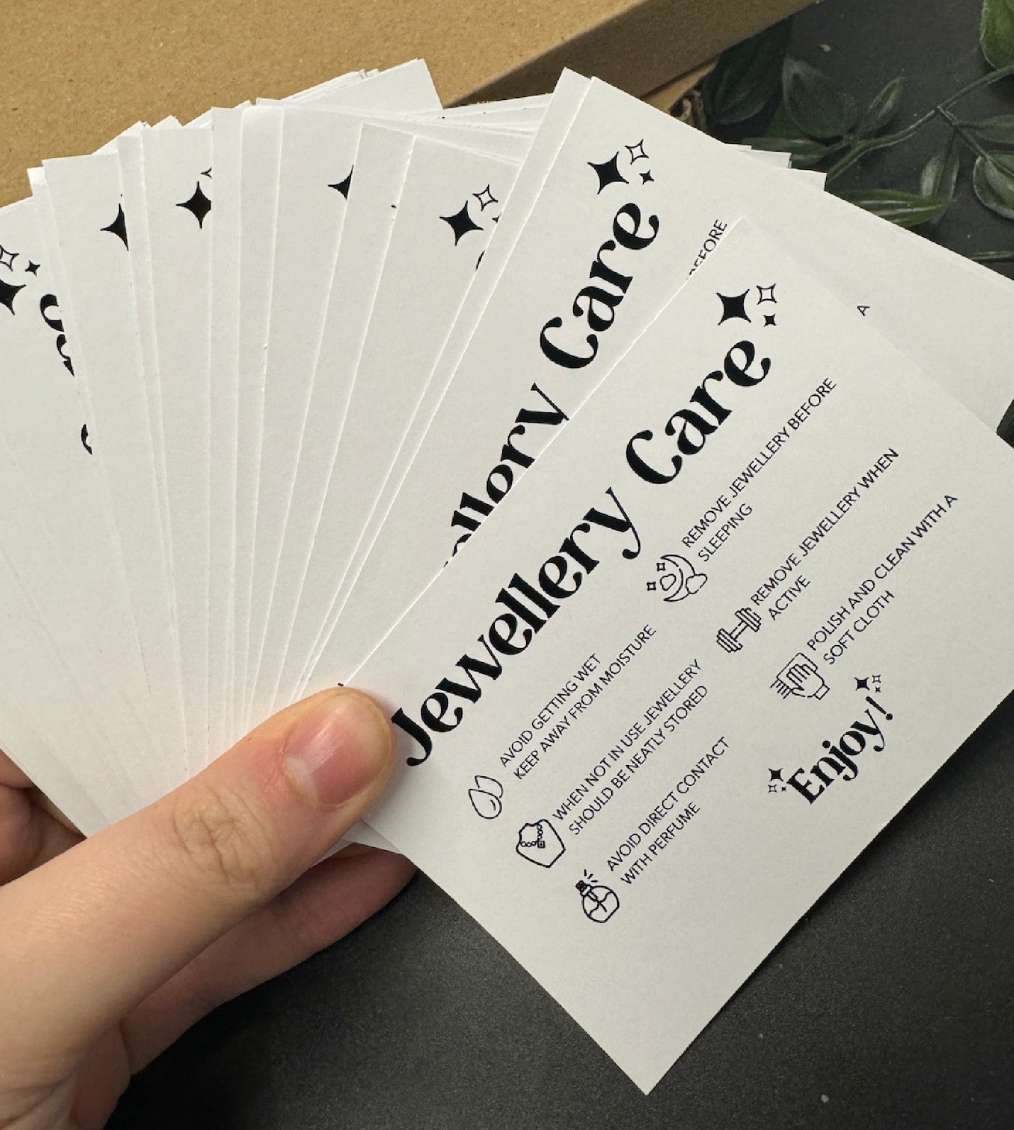 Jewellery Care cards