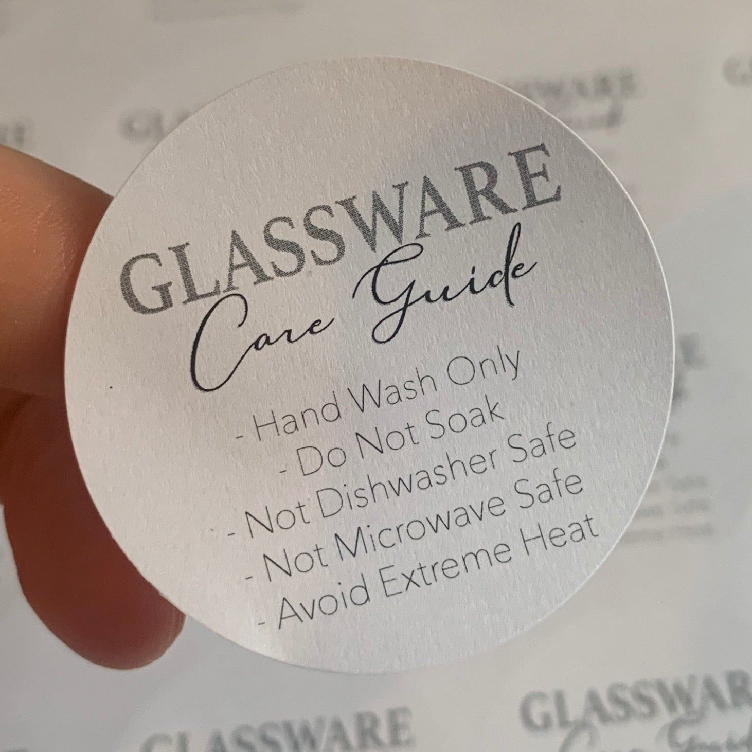 Glassware Care Stickers