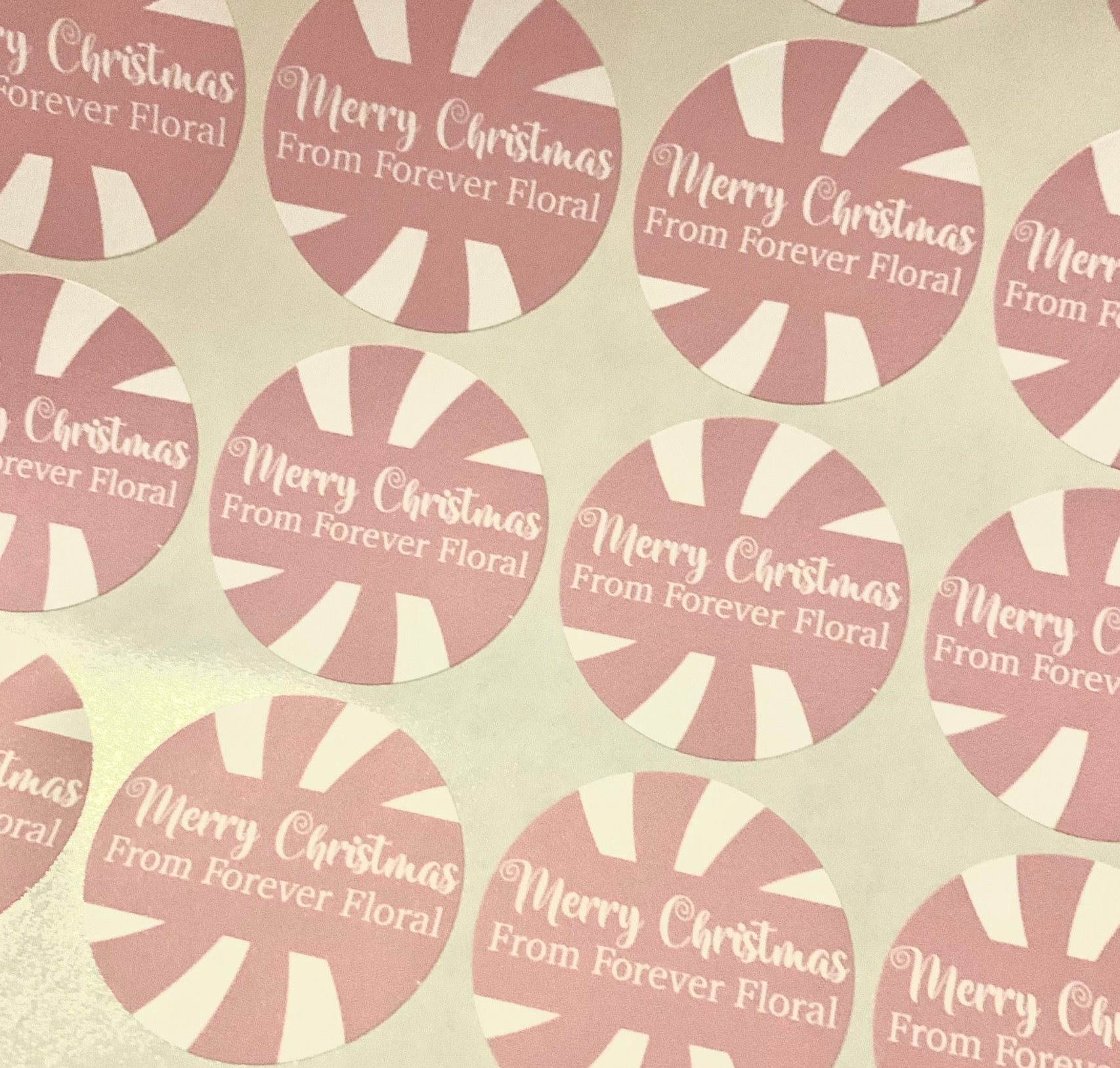 Pink Custom Candy Cane Stickers