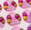 Pink Happy Birthday stickers
