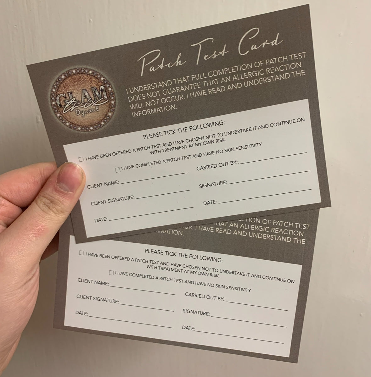 Patch Test Cards