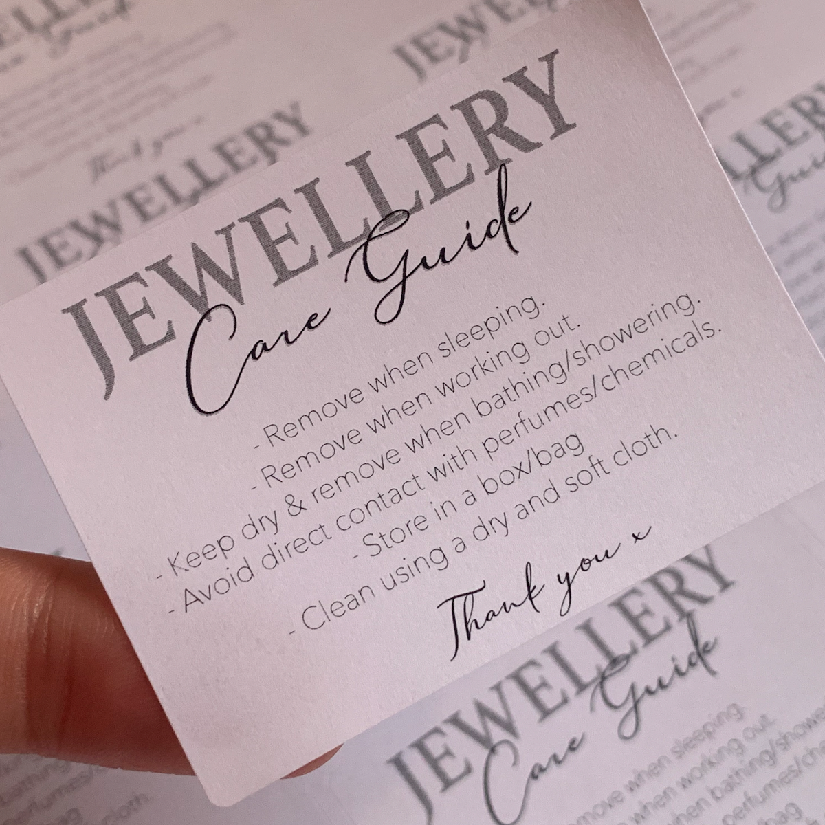 Jewellery Care stickers