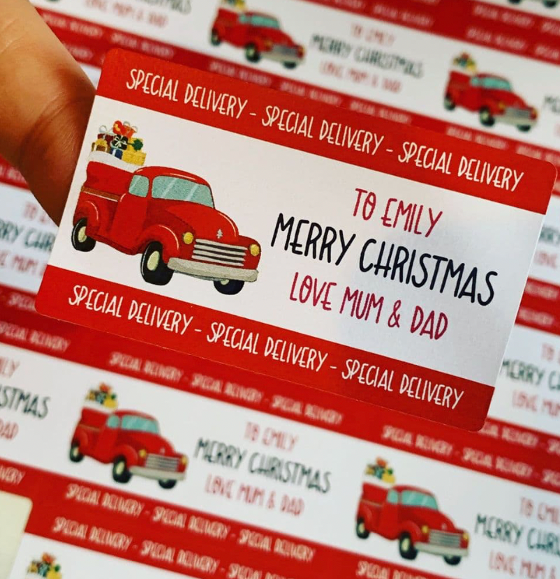 Christmas Truck Custom Labels