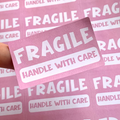 Pink Fragile Stickers