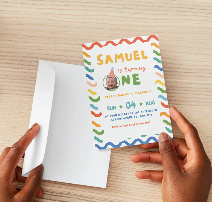 Baby One Rainbow invite