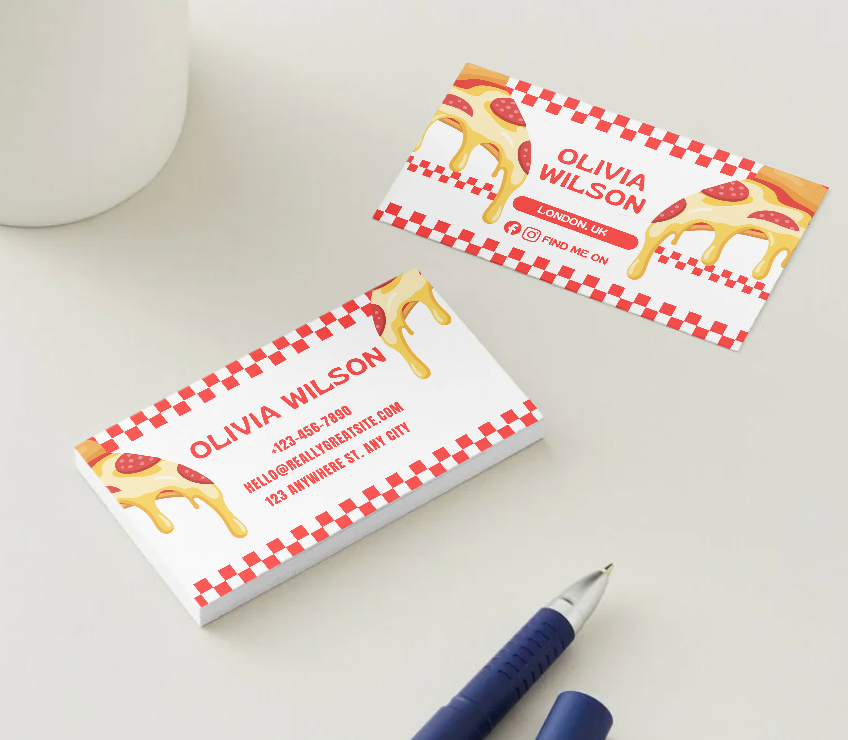 Pizza Checkered Business Cards