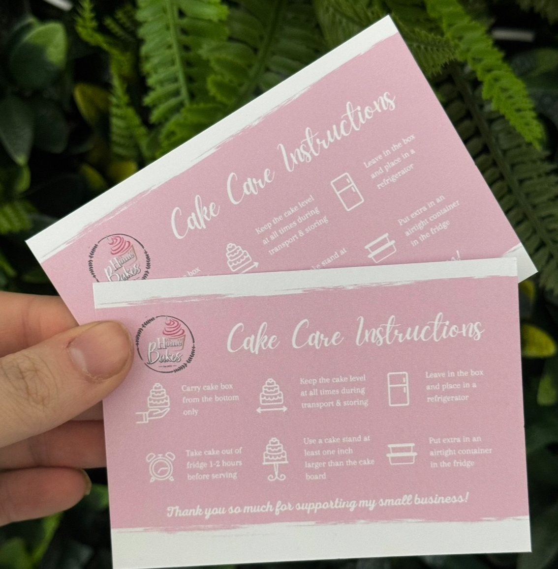 A7 Cake Care Cards (custom colour)