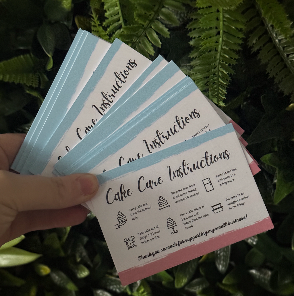 A7 Cake Care Cards (custom colour)