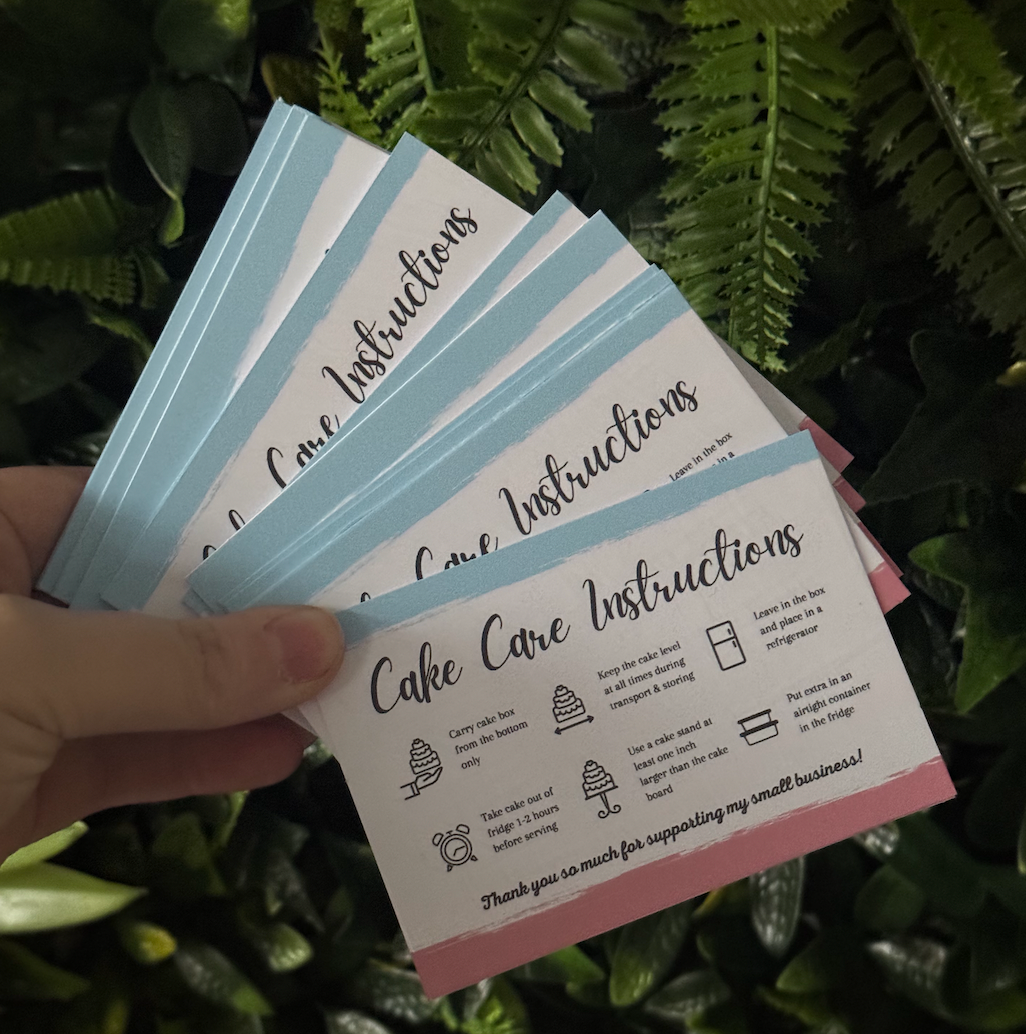 A7 Cake Care Cards (custom colour)