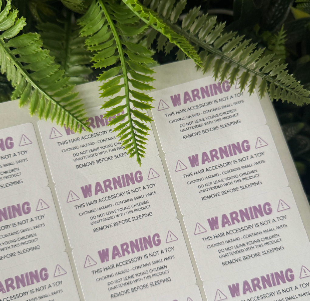 Hair Accessory Warning Stickers