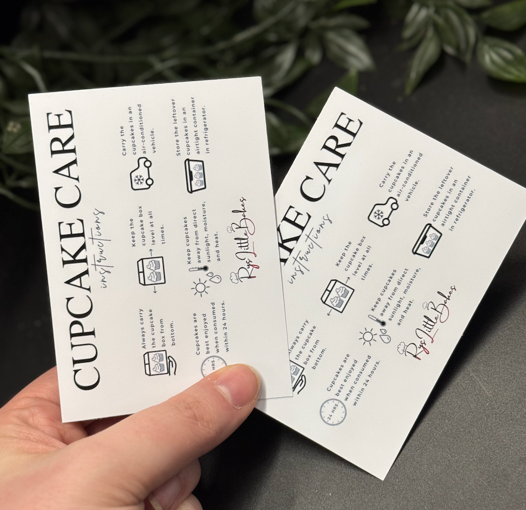 A7 Cupcake Care Cards (custom colour)