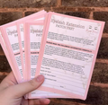 Eyelash extension patch test cards
